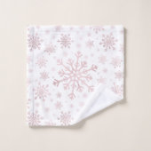  roze kerstsnowflakes op winterwit  bad handdoek (Wasdoekje)