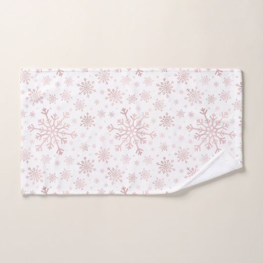 roze kerstsnowflakes op winterwit bad handdoek (Handdoek)