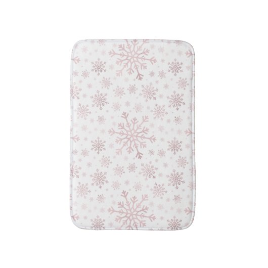  roze kerstsnowflakes op winterwit badmat (Voorkant Verticaal)