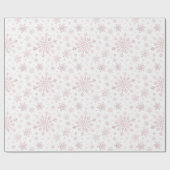  roze kerstsnowflakes op winterwit   cadeaupapier (Vlak)