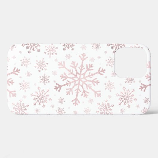  roze kerstsnowflakes op winterwit Case-Mate iPhone case (Achterkant (horizontaal))