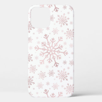  roze kerstsnowflakes op winterwit Case-Mate iPhone case