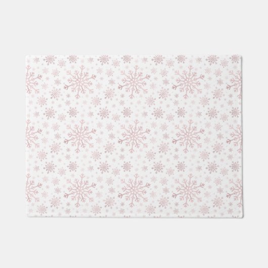  roze kerstsnowflakes op winterwit   deurmat (Voorkant)