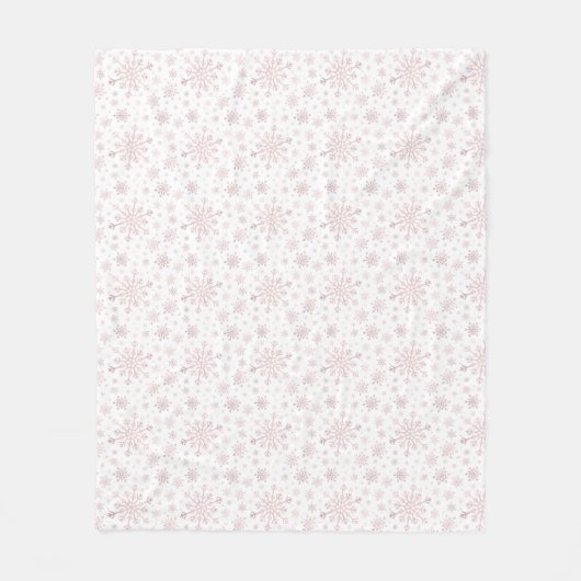 roze kerstsnowflakes op winterwit fleece deken (Voorkant)