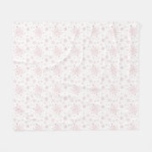  roze kerstsnowflakes op winterwit  fleece deken (Voorkant (Horizontaal))