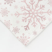 roze kerstsnowflakes op winterwit fleece deken (Hoek)