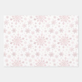  roze kerstsnowflakes op winterwit  inpakpapier vel (Voorkant 3)