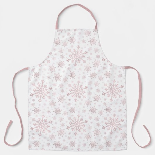  roze kerstsnowflakes op winterwit   schort (Voorkant)