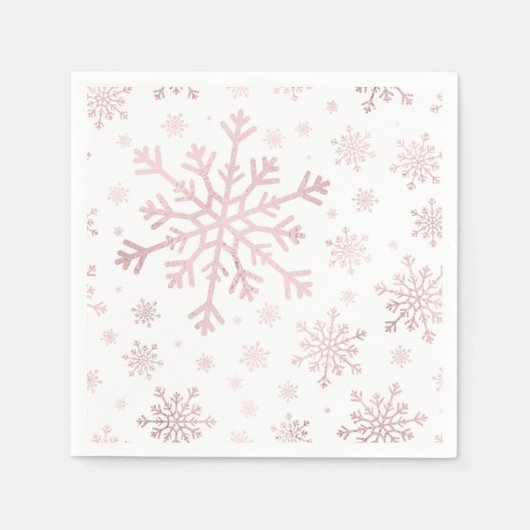 roze kerstsnowflakes op winterwit servet (Voorkant)