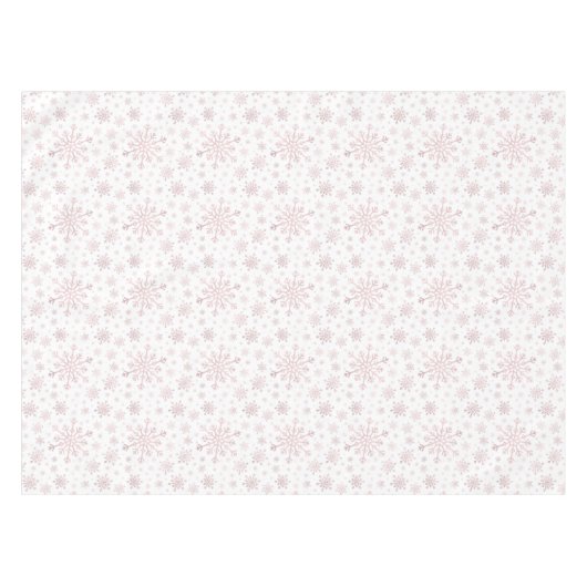 roze kerstsnowflakes op winterwit tafelkleed (Voorkant (Horizontaal))