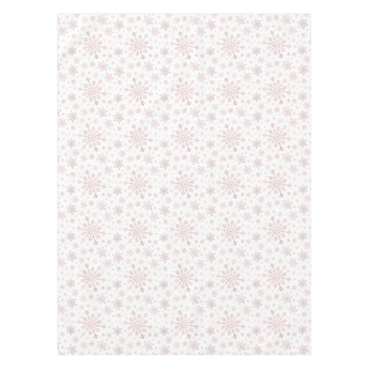roze kerstsnowflakes op winterwit tafelkleed (Voorkant)