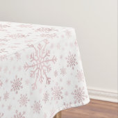 roze kerstsnowflakes op winterwit tafelkleed (Voorbeeld)