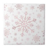  roze kerstsnowflakes op winterwit tegeltje (Voorkant)