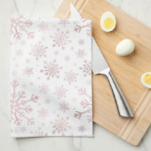  roze kerstsnowflakes op winterwit  theedoek (Quarter Fold)