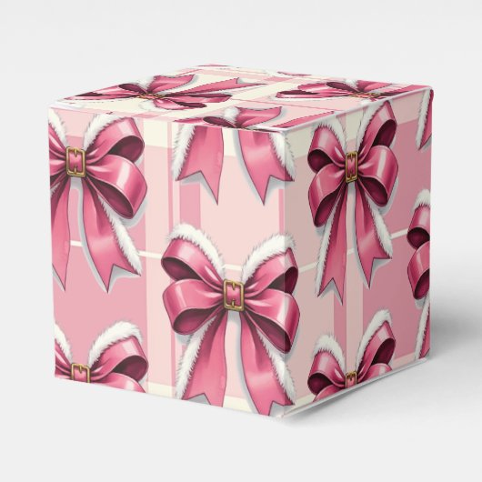 Roze Kerstspel Santa Bows Bedankdoosjes (Voorkant Zijde)