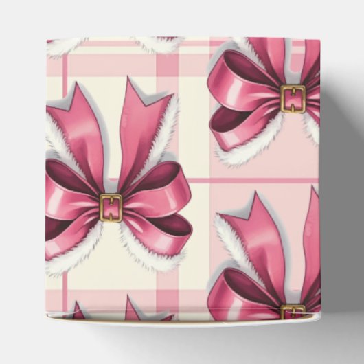 Roze Kerstspel Santa Bows Bedankdoosjes (Bovenkant)