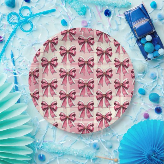 Roze Kerstspel Santa Bows Papieren Bordje (Feest)