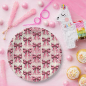 Roze Kerstspel Santa Bows Papieren Bordje (Feest)