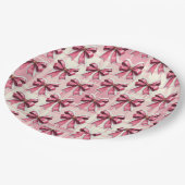 Roze Kerstspel Santa Bows Papieren Bordje (Gekanteld)