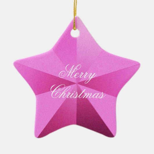 Roze kerstStar-Ornament  Keramisch Ornament (Voorkant)