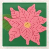 Roze Kerstster Glazen Onderzetter (Voorkant)
