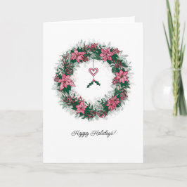 Roze Kerstster Wreath Kaart