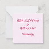 Roze Kerststok Happy Holidays Prettig Alles Notitiekaartje (Voorkant)