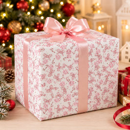 Roze Kerststok Wrappings Papier