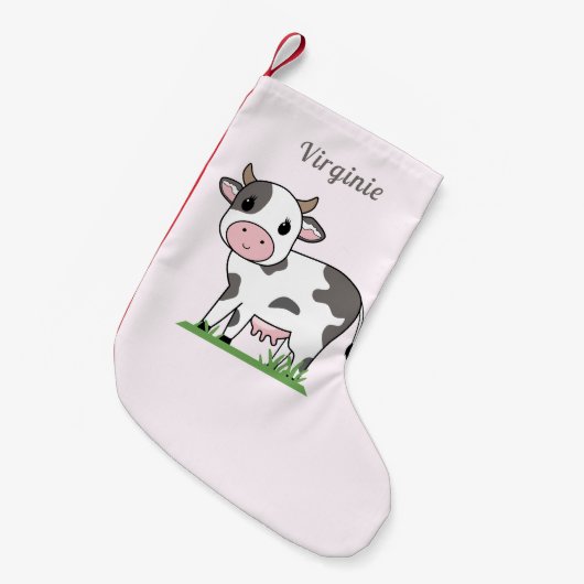 Roze kerststop met Koe Kleine Kerstsok (Voorkant (Hangend))