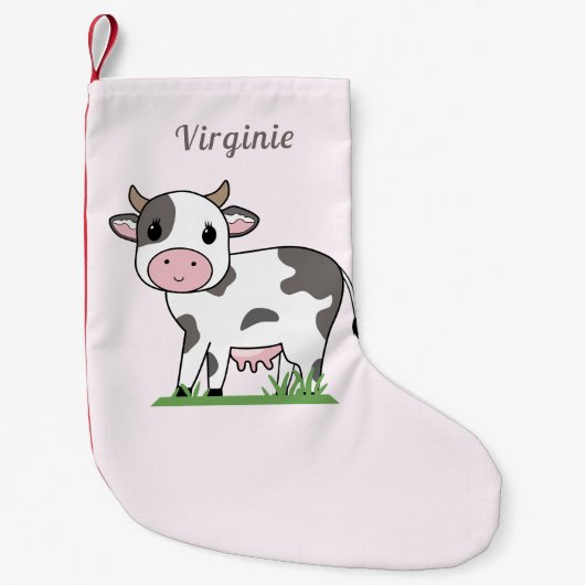 Roze kerststop met Koe Kleine Kerstsok (Voorkant)