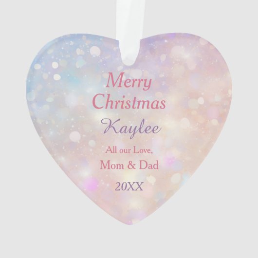 Roze Kerststrik Wit Kitten Kinder Ornament (achterkant)