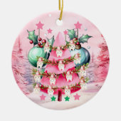 Roze Kersttandarts Vrolijk Kerstfeest Ornament (Voorkant)