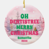 Roze Kersttandarts Vrolijk Kerstfeest Ornament (Achterkant)