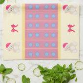 Roze kerstteddy Kitchen Towel Theedoek (Gevouwen)