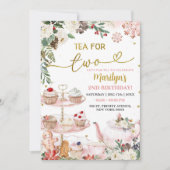 Roze kerstthee voor twee winterverjaardagen kaart (Voorkant)