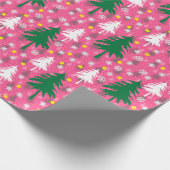 Roze Kerstthema Cadeaupapier (Hoek)