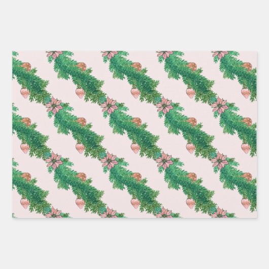  roze kersttrio inpakpapier vel (Voorkant 2)