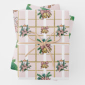  roze kersttrio inpakpapier vel (In situ)