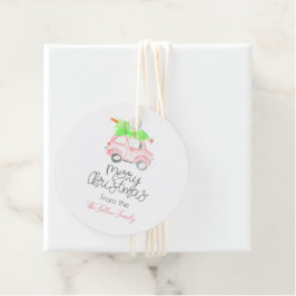 Roze kerstvakantie gunst tag cadeau label