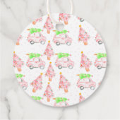 Roze kerstvakantie gunst tag cadeau label (Achterkant)