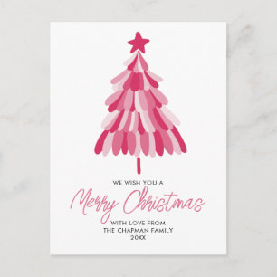 Roze kerstvakantieboom feestdagenkaart