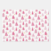 Roze Kerstvakantieboom Inpakpapier Vel (Voorkant 2)