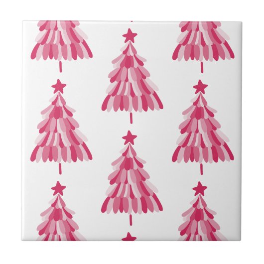 Roze kerstvakantieboom tegeltje (Voorkant)
