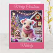  roze kerstvarken op het Boerderij Kaart (Gele Bloem)