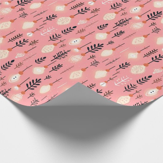  roze kerstverlichting inpakpapier (Hoek)