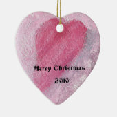 Roze kerstversiering C30 met hart Keramisch Ornament (Rechts)