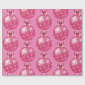 Roze kerstversiering cadeaupapier (Vlak)