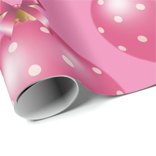 Roze kerstversiering cadeaupapier (Rol Hoek)