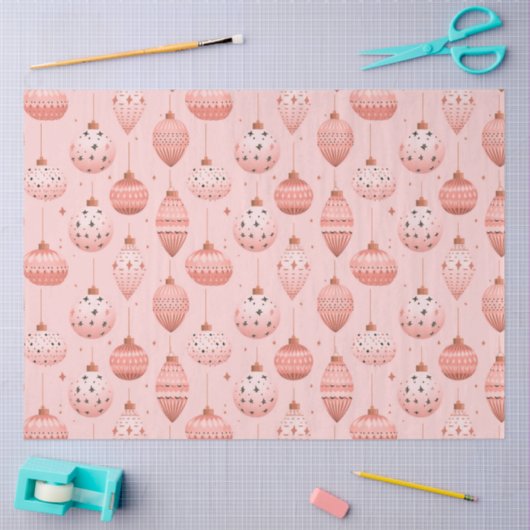 Roze kerstversiering en sterren kerst tissuepapier