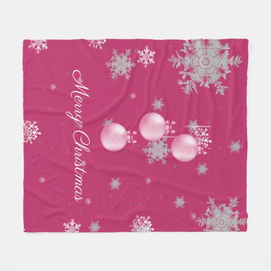 Roze kerstversiering Fleece Blanket (Voorkant (Horizontaal))